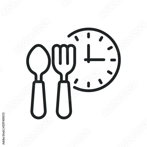 Eat time thin line icons. Editable stroke and Perfect pixel on transparent background