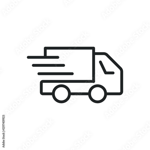 Fast truck thin line icons. Editable stroke and Perfect pixel on transparent background