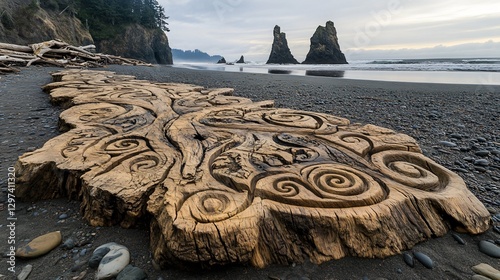 Intricate Texture Patterns in Weathered Driftwood Found at Rialto Beach, Olympic National Park - Nature Background Design Inspiration