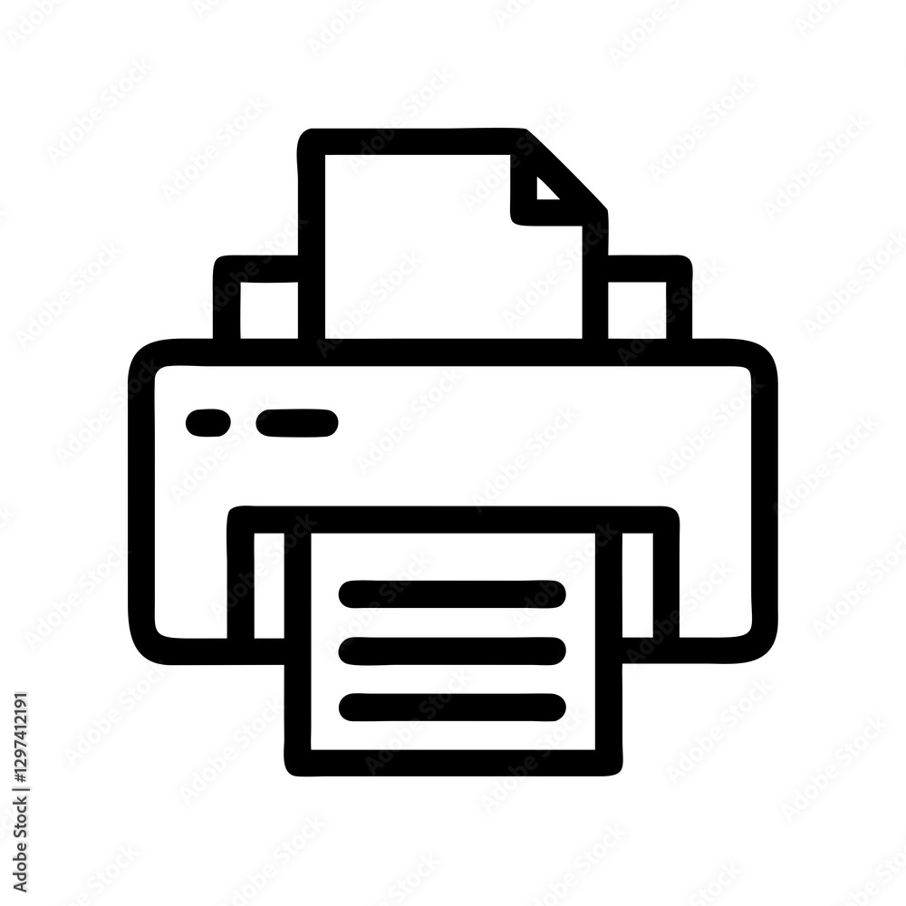 black and white printer icon in white backgroun black and white printer icon in white backgroun