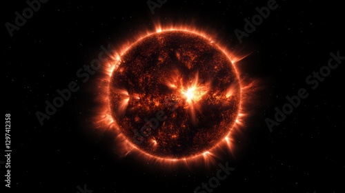 A vibrant depiction of the sun radiating energy in a starry cosmos, symbolizing power and warmth