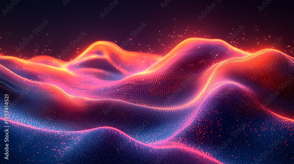 Fototapeta premium Abstract glowing wave patterns, digital art, vibrant colors