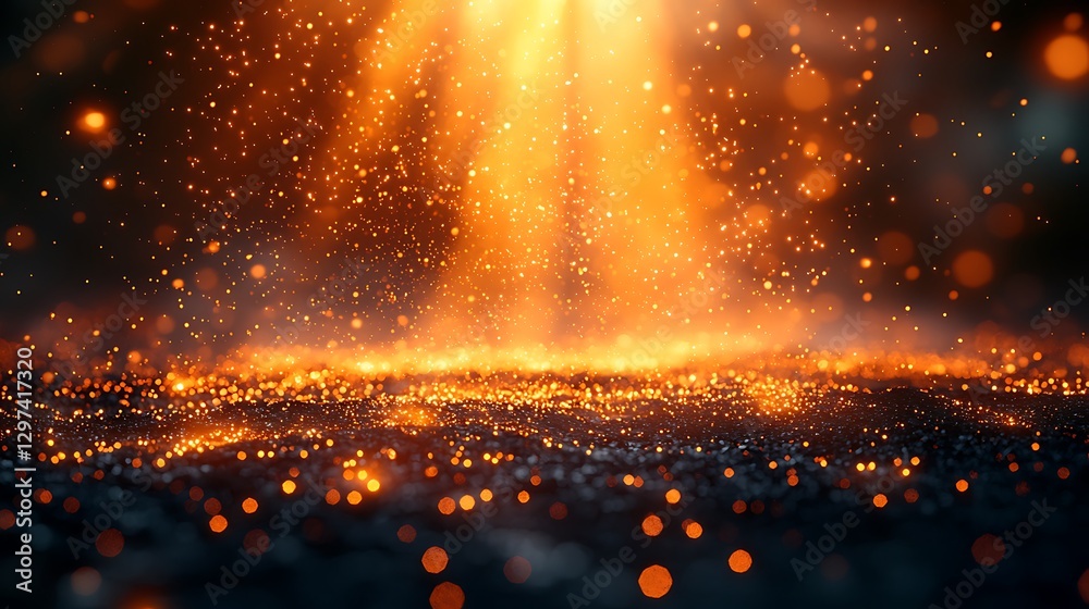 Obraz premium Glowing Embers And Sparks Falling On Dark Surface