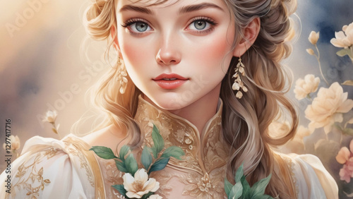 花と女　AI画像　ジェネレーティブAI