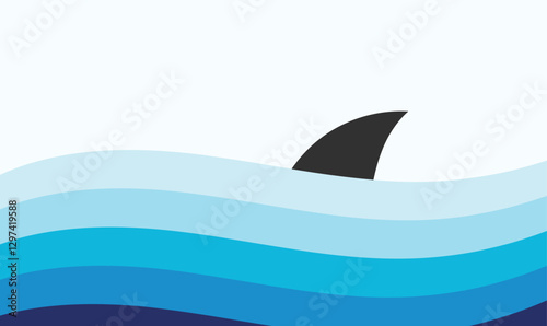 Illustration background shark and ocean surface unique design