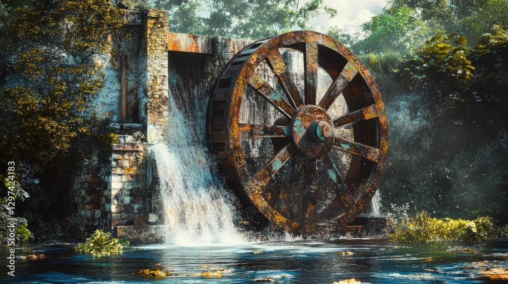 Water Wheel Electricity. Water Wheel Electricity.