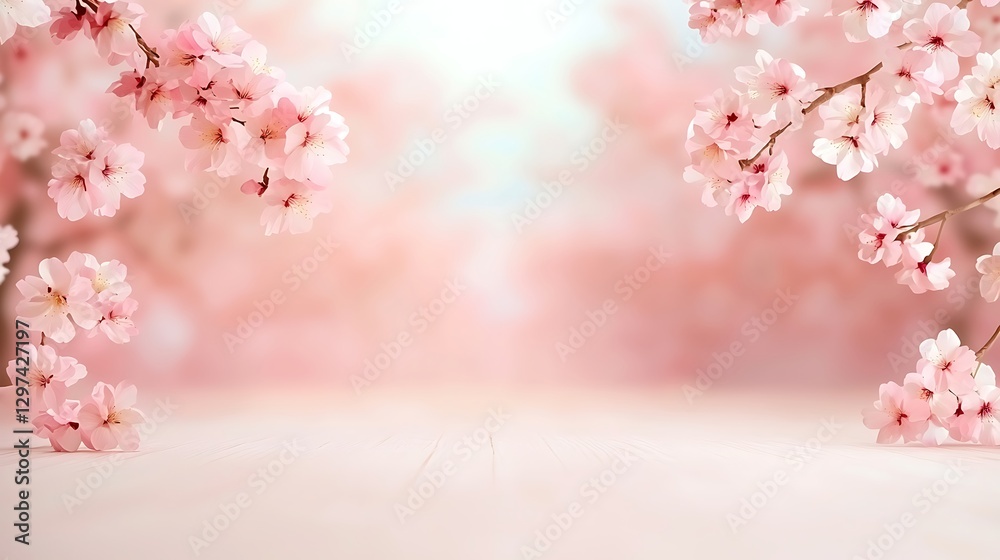 Fototapeta premium Blossoming cherry flowers in nature enchanting flora display serene environment close-up view