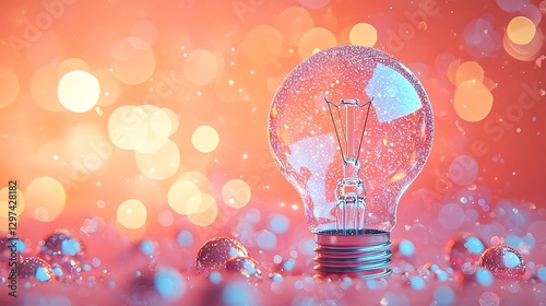 Sparkling Lightbulb Amidst Festive Pink Bokeh
