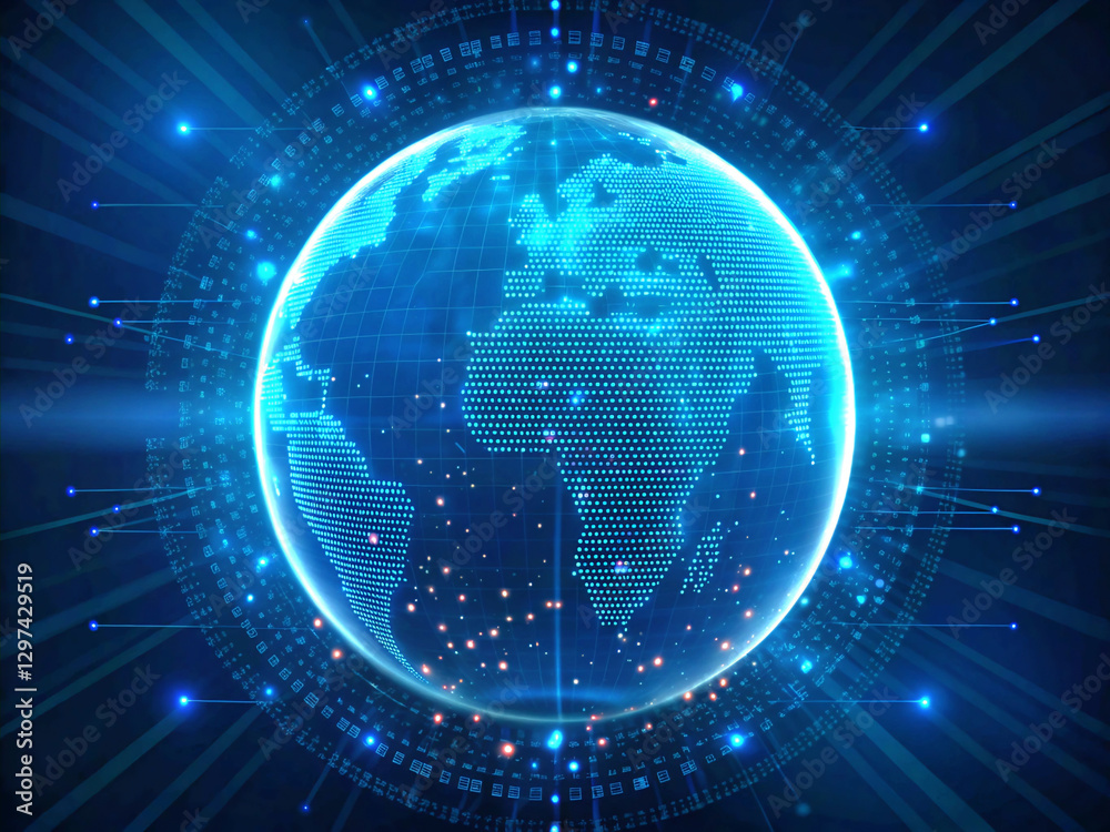 Obraz premium earth globe on black background. earth, globe, world, technology, map, business, planet, global, internet, communication, network, concept, digital, web, space, information, computer, illustration, da