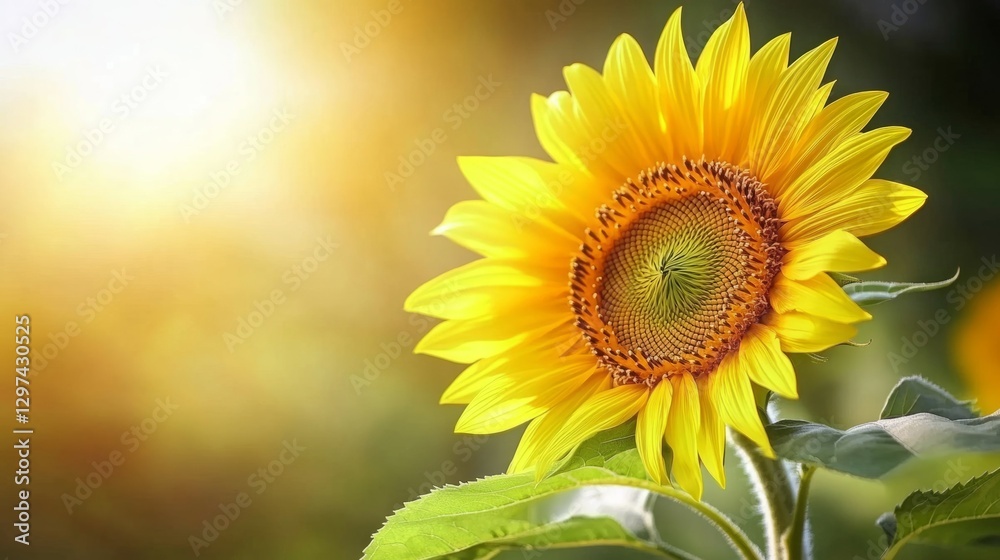 Obraz premium Vibrant sunflower basking in the golden sunlight. A symbol of summer joy!