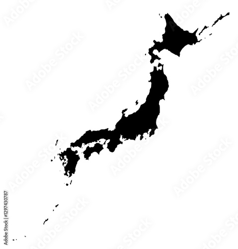 Black Silhouette Japan Map Asian Country