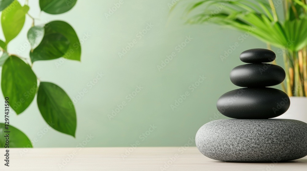 Obraz premium Serene and Tranquil Massage Table Setup Amidst a Natural Environment with Bamboo Leaves and Stones Ideal for Spa Treatments Therapeutic Relaxation and Holistic Wellness Rituals