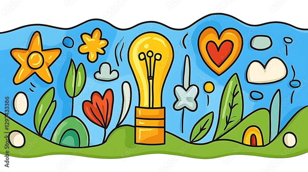 Naklejka premium Bright Ideas Bloom In A Colorful Garden Landscape
