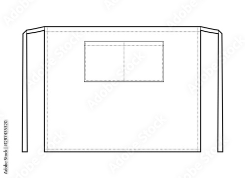 Waist Apron technical fashion illustration. Chef uniform for cooking cartoon Flat sketch outline apparel template front view. Women, men unisex CAD mockup isolated on white background