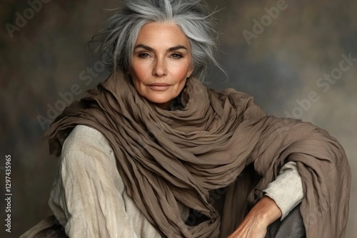 Refined essence - captivating allure of an elderly woman, celebrating the grace of maturity, the depth of her journey, dignity of time, and the subtle aesthetic that embodies resilience and character.
