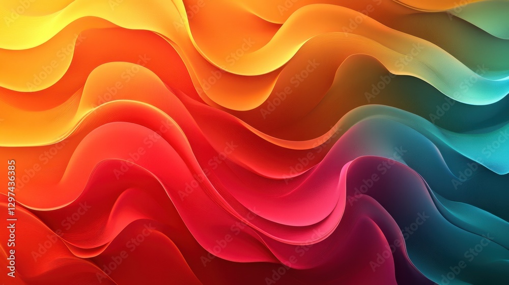 Obraz premium Vibrant Abstract Waves of Color: A Digital Art Masterpiece