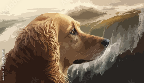 Golden retriever on the beach