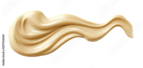 Beige Creamy Swirl Isolated on Transparent Background, Caramel Sauce or Cosmetic Cream Texture