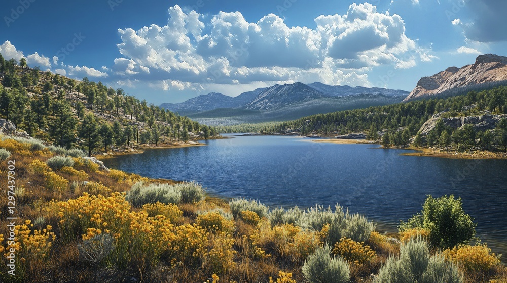 Naklejka premium Scenic View of Angel Lake Road State Byway in Nevada for Travelers and Tourists