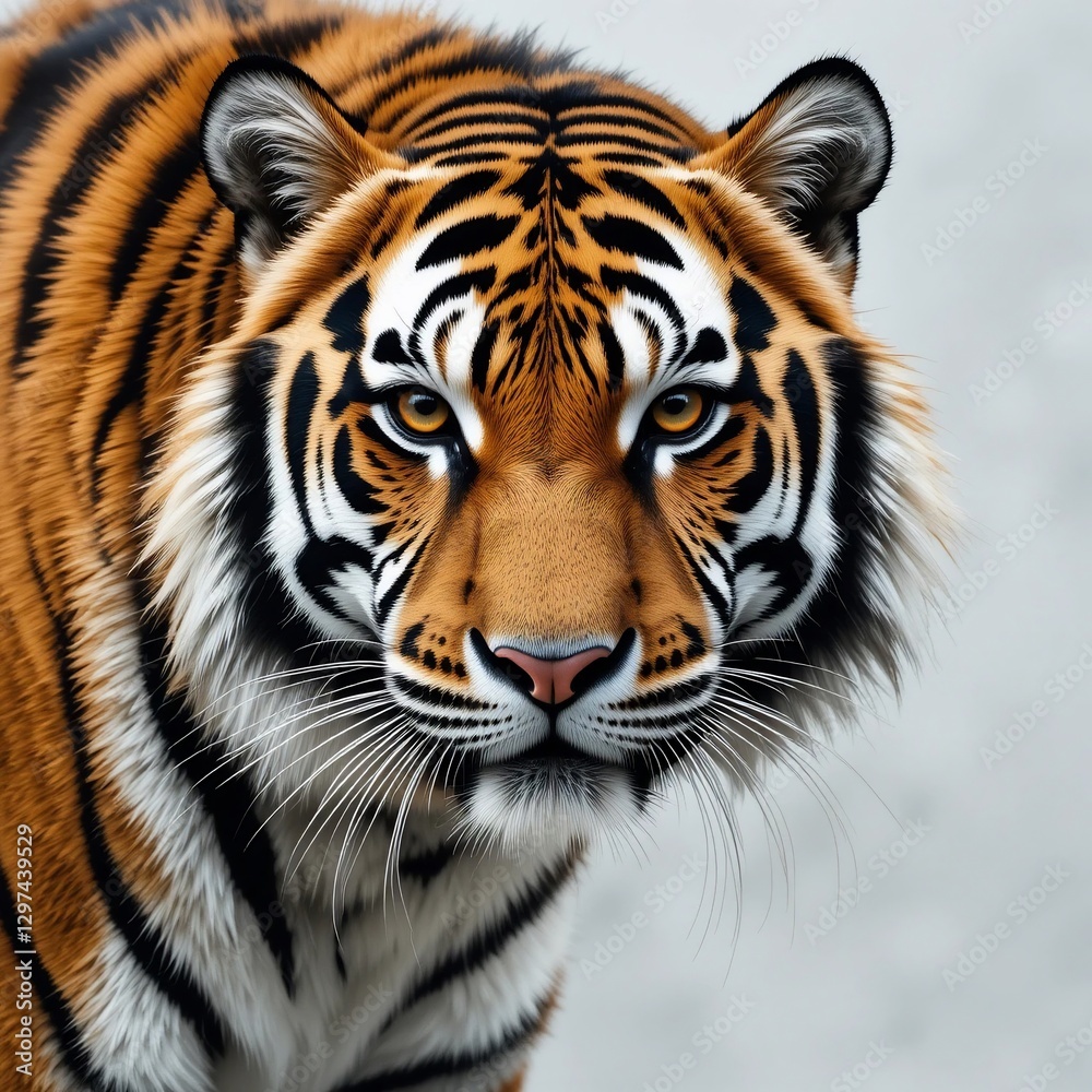 Fototapeta premium Majestic Bengal Tiger Close Up Powerful Orange Stripes Intense Gaze Wildlife Portrait