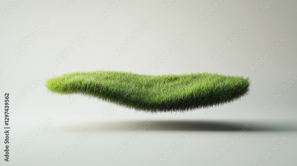 Fototapeta premium Floating Organic Grass Section Rendered in Abstract Style