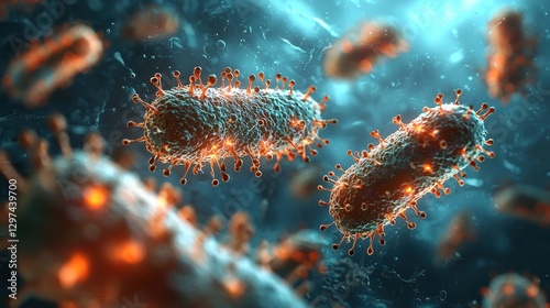 Bacteria in a microbiological environment showcasing intricate structures and vibrant colors under scientific observation