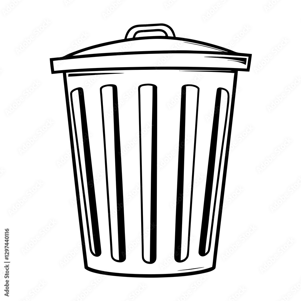 black and white trash bin icon in white background black and white trash bin icon in white background