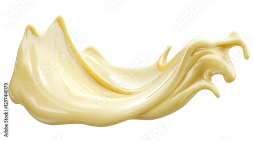 Creamy Vanilla Sauce Splash on Transparent Background, Delicious Dessert Topping for Sweet Food and Baking