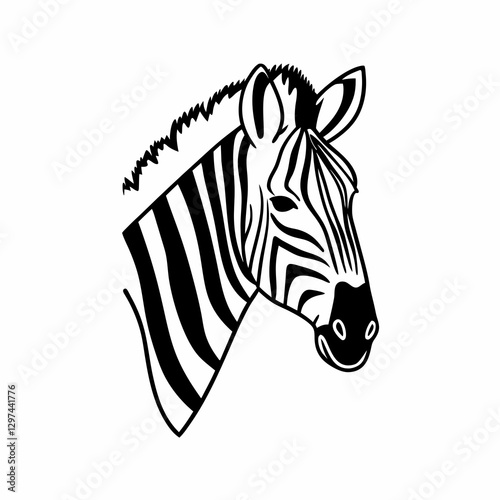 black and white zebra head line art vector in white background
