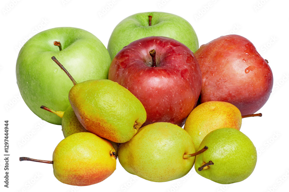 Red, green apples and pears isolated. Fruits apples and pears. Red, green apples and pears isolated. Fruits apples and pears.