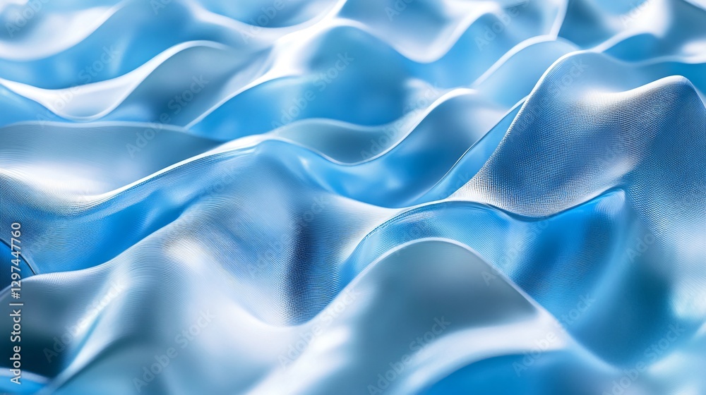 Fototapeta premium Blue Digital Surface with Undulation and Net - Abstract Background for Technology Designs