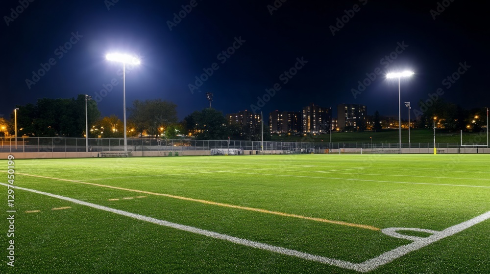 Fototapeta premium Nighttime Football Stadium Glow 
