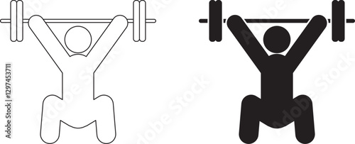 front view Weightlifting snatch icon set