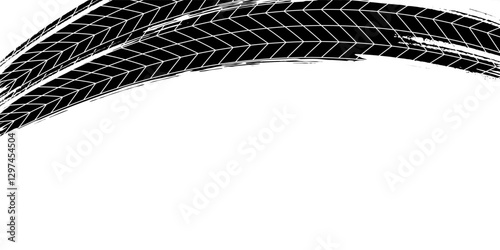 Auto tire tread grunge element. Car and motorcycle tire pattern, wheel tyre tread track. Black tyre print.
