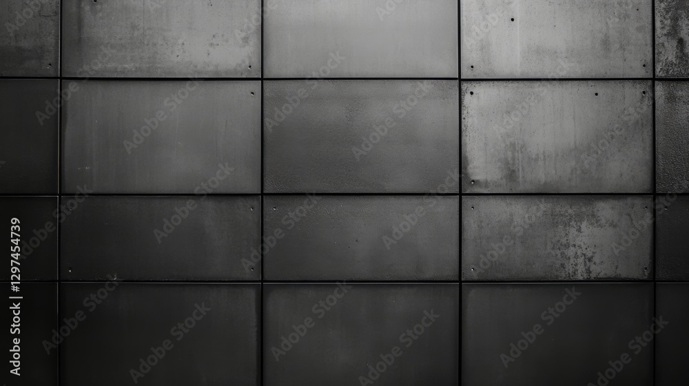 Naklejka premium Dark industrial metal panel wall with square patterns