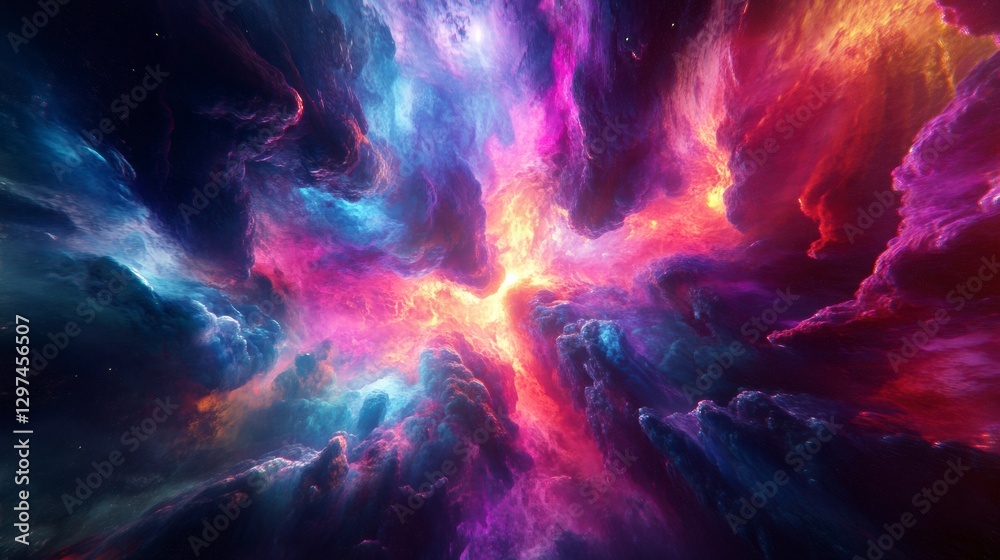 Cosmic Symphony: Dive into the mesmerizing beauty of a vibrant nebula, where swirling clouds of color dance across the canvas of space, revealing the universe's breathtaking artistry. Cosmic Symphony: Dive into the mesmerizing beauty of a vibrant nebula, where swirling clouds of color dance across the canvas of space, revealing the universe's breathtaking artistry.