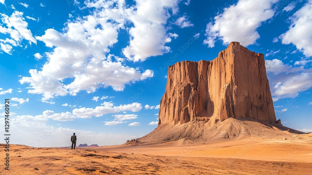 Scenic Sandy Red Rocks Landscape with Blue Sky White Clouds Background Scenic Sandy Red Rocks Landscape with Blue Sky White Clouds Background