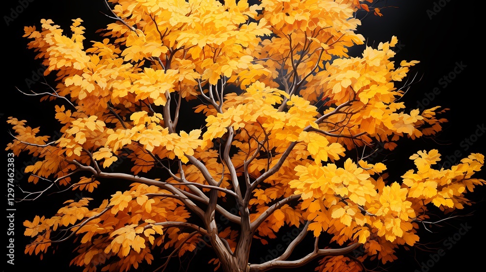 Autumnal Glory: A Golden Tree Against the Night Autumnal Glory: A Golden Tree Against the Night