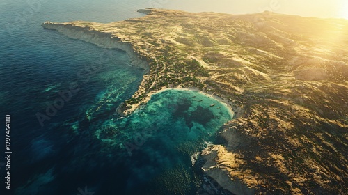 Spectacular Aerial View of Paradise Coast in Formentera: Ideal for Travel Brochures and Websites