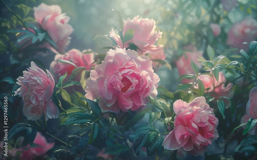 custom made wallpaper toronto digitalA bouquet of pink peonies template, floral background