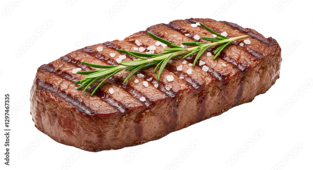 Grilled Steak with Herbs and Seasoning on Transparent Backgrounds Grilled Steak with Herbs and Seasoning on Transparent Backgrounds