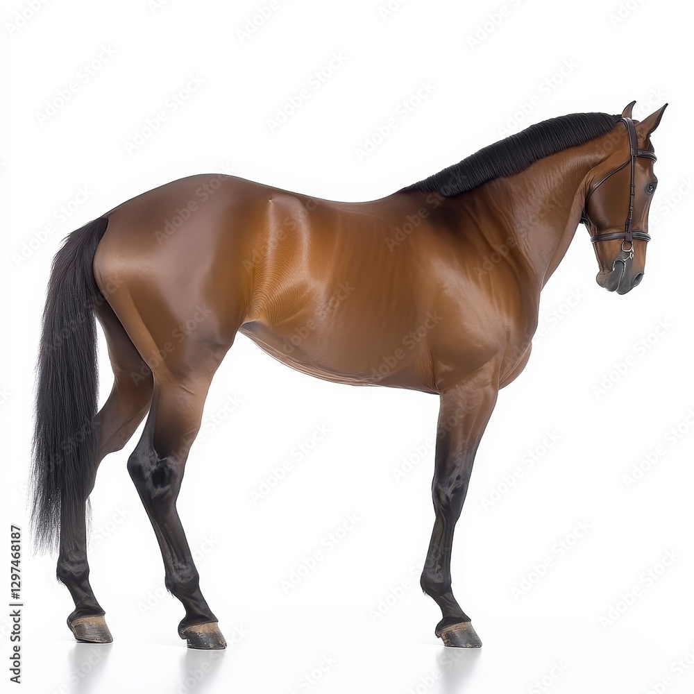 Obraz premium Majestic Brown Horse Standing Proudly Against Clean Backdrop