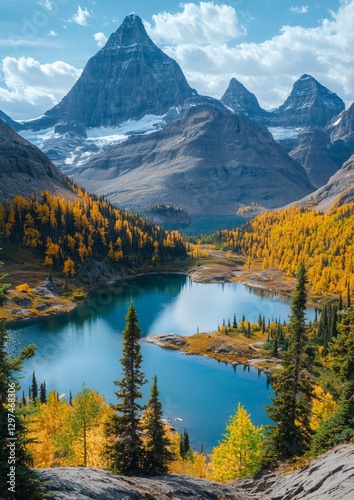 Majestic Mount Assiniboine Provincial Park Landscape with The Nub Peak, Canada - Outdoor Adventure Photography for Commercial Use