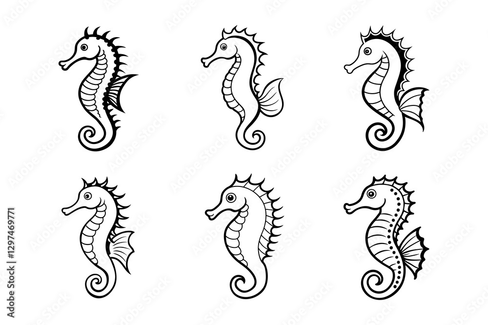 Obraz premium seahorse vector llustrator of white background 