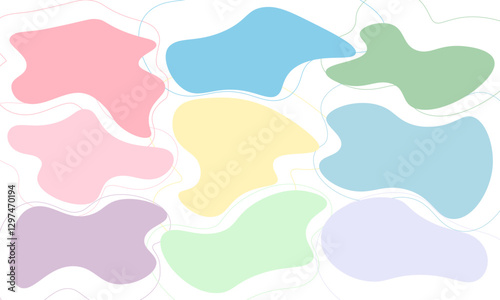 Abstract Blob Shape Art, Soft Pastel Colors, Modern Design Decoration.