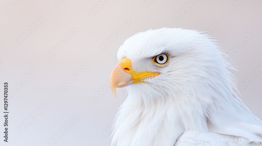 Majestic white bald eagle portrait, nature background, wildlife photography, website banner Majestic white bald eagle portrait, nature background, wildlife photography, website banner