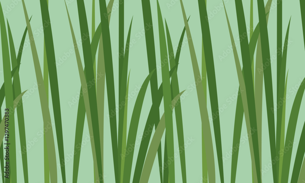 Fototapeta premium Green Grass Pattern, Natural Botanical background vector illustration.