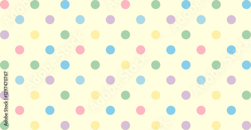 Pastel Polka Dot Pattern with Soft Colored Circles on a Light Background, Playful and Cheerful Designs.