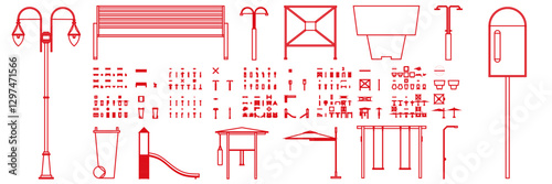 furniture set urban collection street building planning
