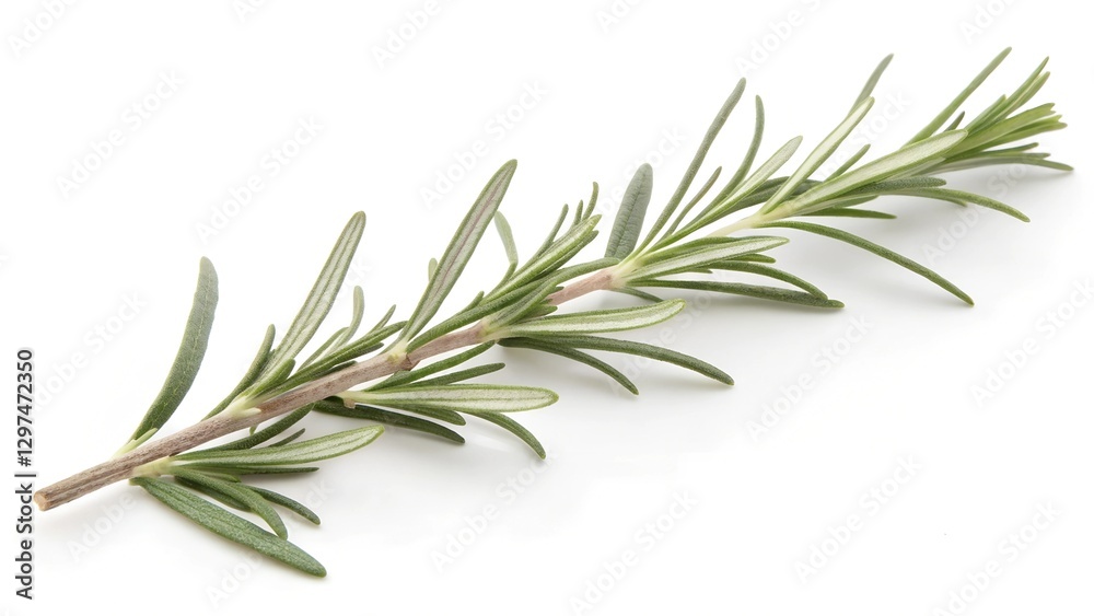Fototapeta premium A sprig of fresh rosemary herb isolated on white background